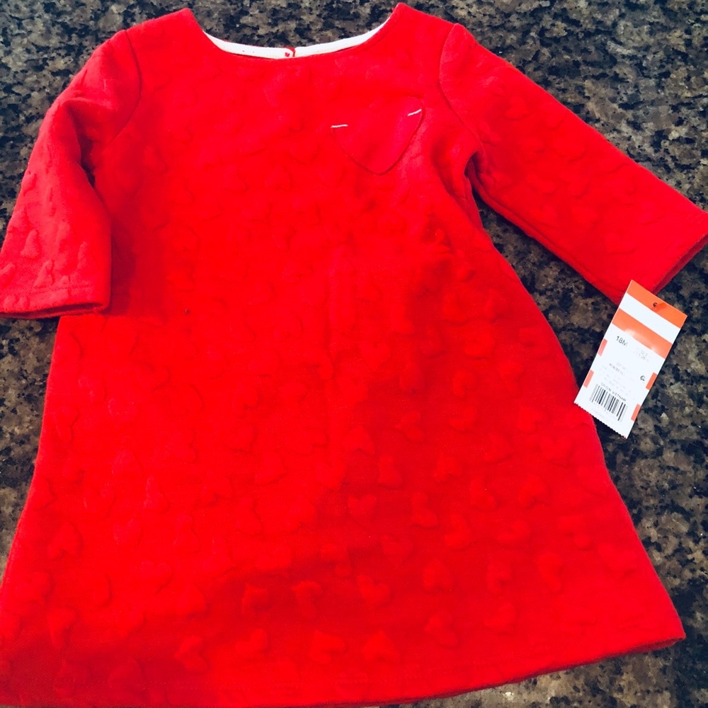 Red heart valentines baby girl dress